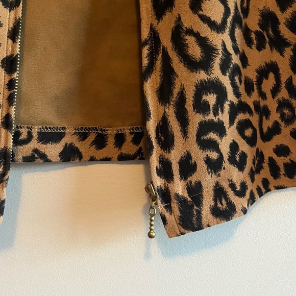vintage leopard print zip up jacket blazer with padded sleeves - Picture 11 of 12